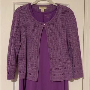New!Appleseed's Lavender Knit Maxi Dress with Matching Crochet Cardigan, size PM